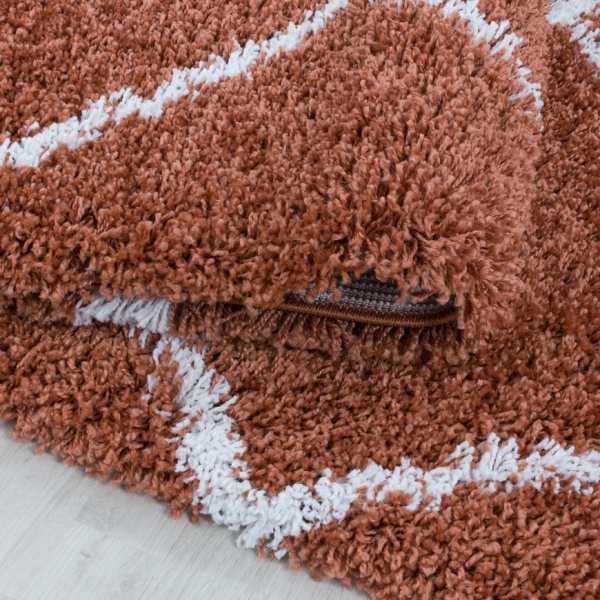 Large Modern Shaggy Rug Terracotta I Hall Runner Terracotta Soft